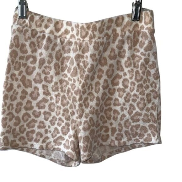 Colsie Leopard Print Button-Front Long Sleeve Crop Top & Shorts Lounge Set XS - Picture 5 of 8